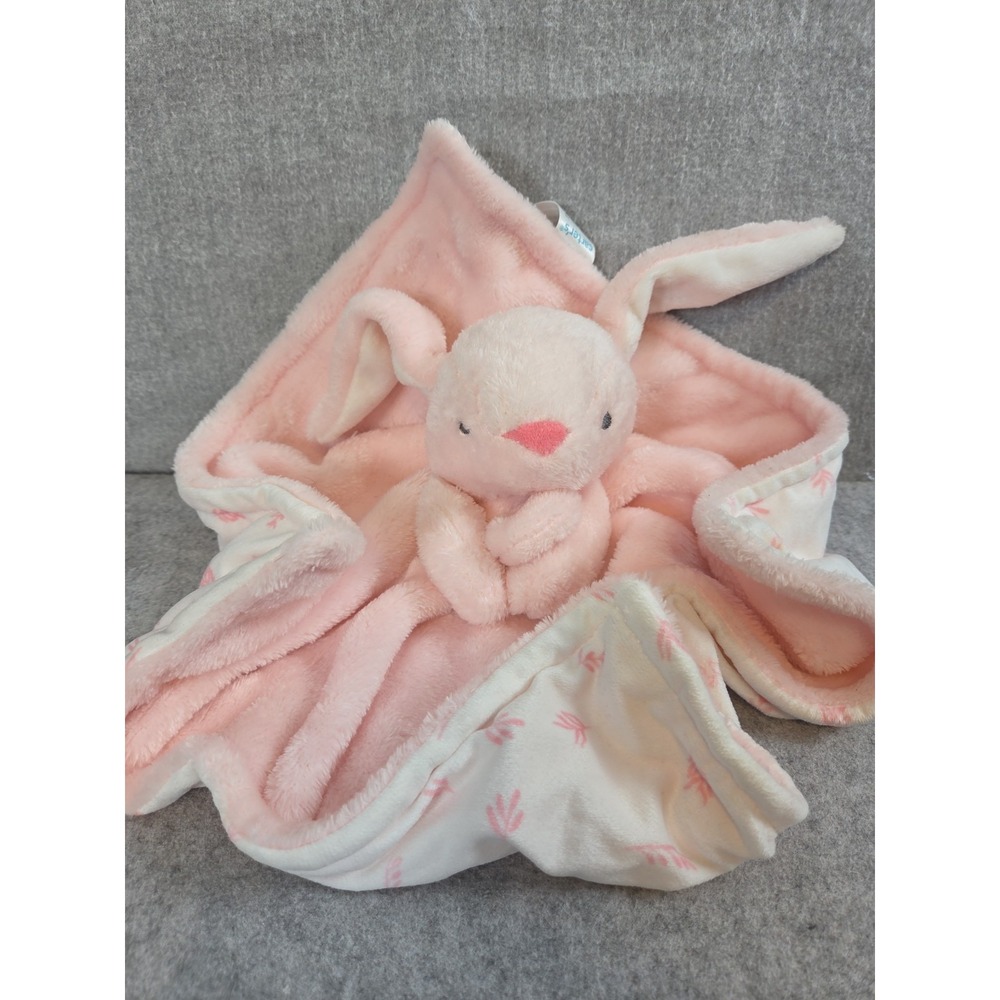 Carters Pink White Leaf Print Bunny Rabbit Plush Baby Security Blanket Lovey